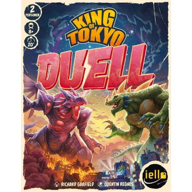 Brettspiel-Box „KING of TOKYO DUELL“ mit zwei kämpfenden Monstern auf farbigem Cover