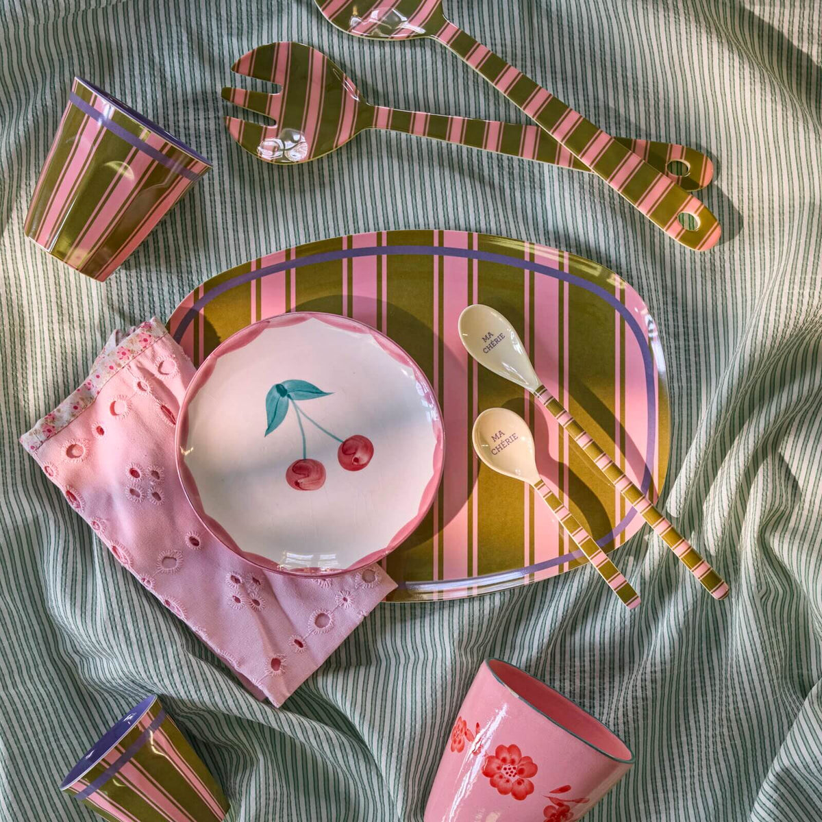 Melamin Becher "Stripe Delight" - M (Braun)