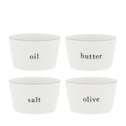 Schalenset für Salz, Butter, Öl, Oliven - 8x4,5 cm (Weiß/Schwarz)
