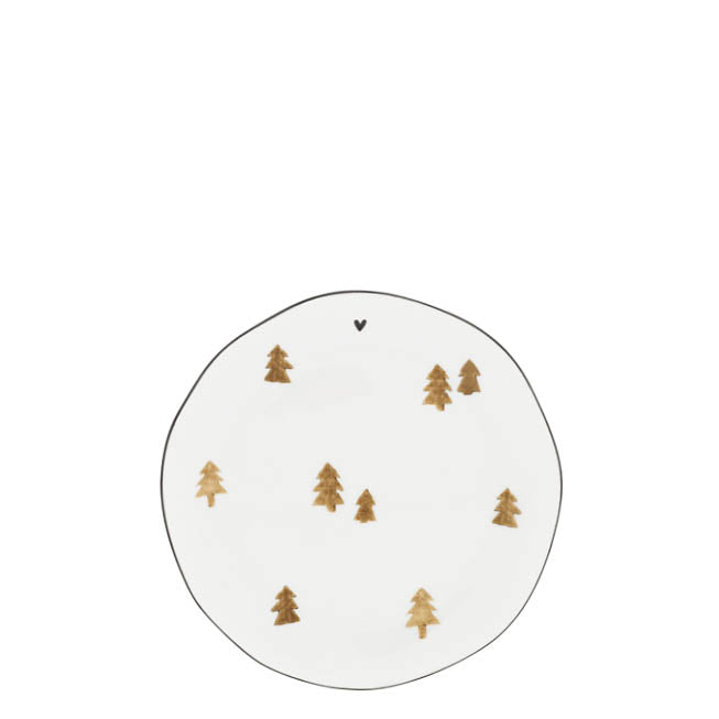 Kuchenteller "Xmas Trees" - 16 cm (Weiß/Braun)