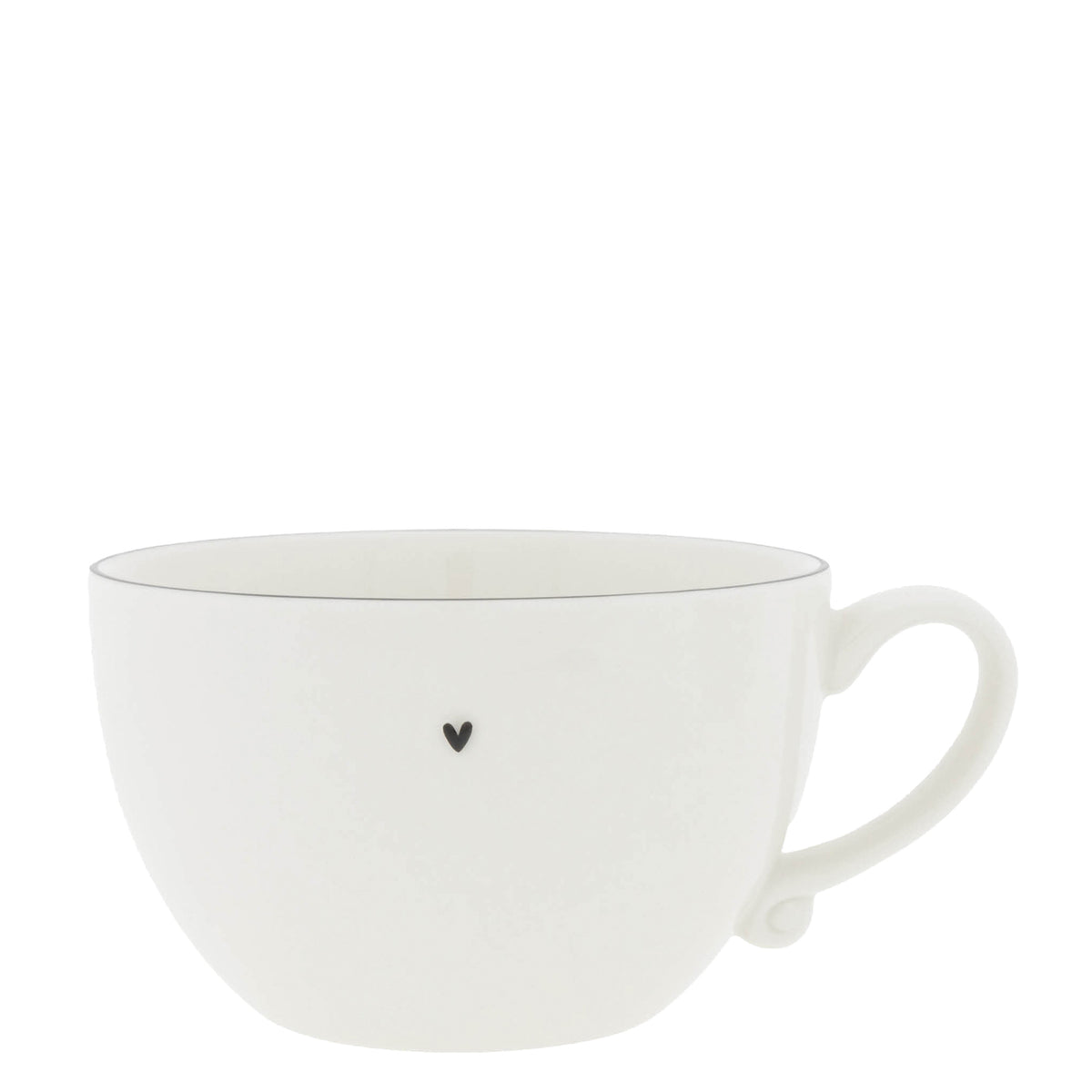 Große Tasse / Suppentasse - 13 cm (Weiß/Schwarz)