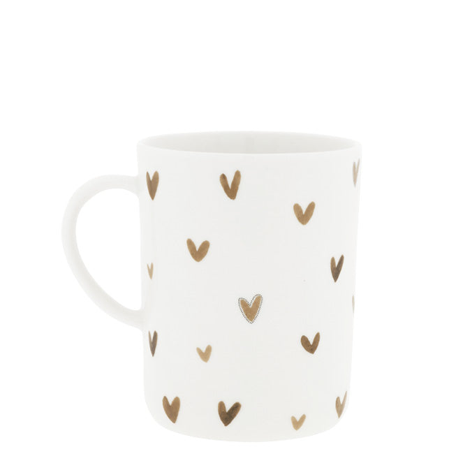 Teetasse "Hearts" (Weiß/Braun)