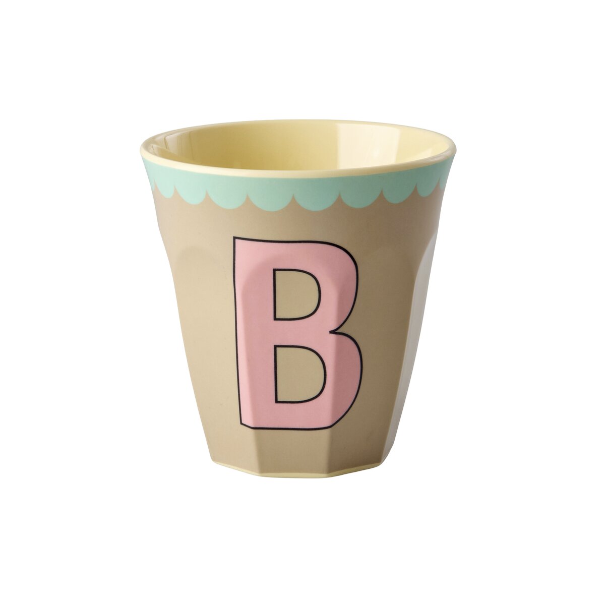 Melamin Becher "Vintage - Buchstabe B"- M (Beige)