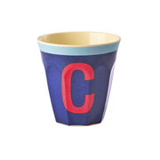 Melamin Becher "Vintage - Buchstabe C"- M (Royal Blue)