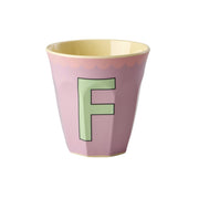 Melamin Becher "Vintage - Buchstabe F"- M- M (Lavender)