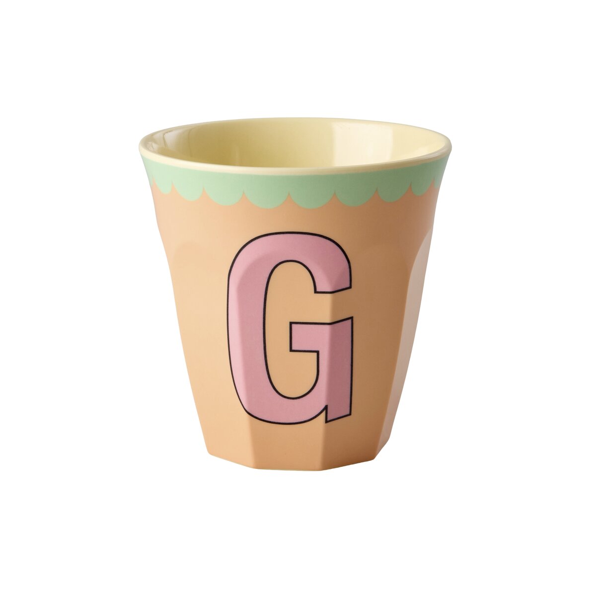 Melamin Becher "Vintage - Buchstabe G"- M (Peach)