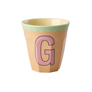 Melamin Becher "Vintage - Buchstabe G"- M (Peach)