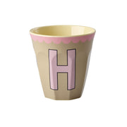 Melamin Becher "Vintage - Buchstabe H"- M (Beige)