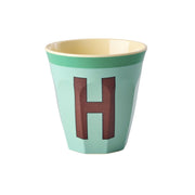 Melamin Becher "Vintage - Buchstabe H"- M (Grün)