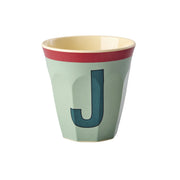 Melamin Becher "Vintage - Buchstabe J"- M (Khaki)