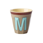 Melamin Becher "Vintage - Buchstabe M"- M (Dark Beige)