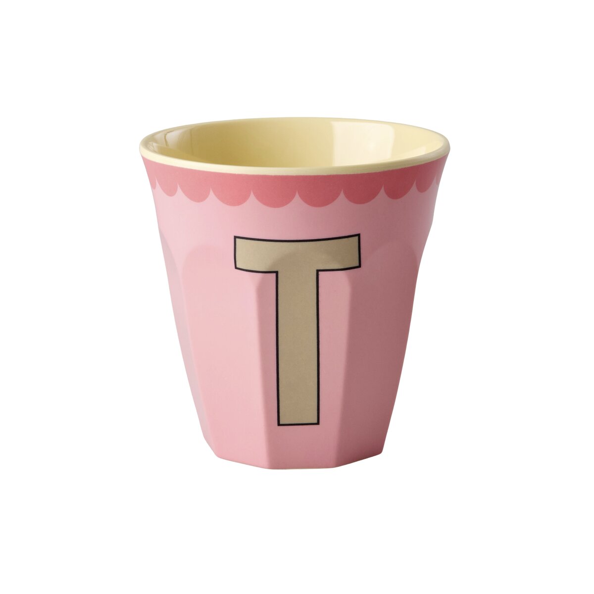Melamin Becher "Vintage - Buchstabe T"- M (Pink)