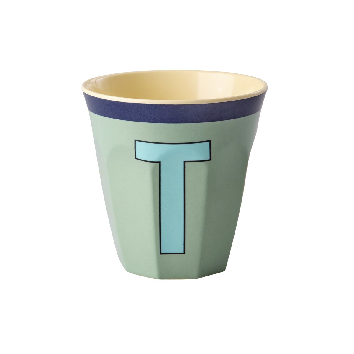 Melamin Becher "Vintage - Buchstabe T"- M (Khaki)