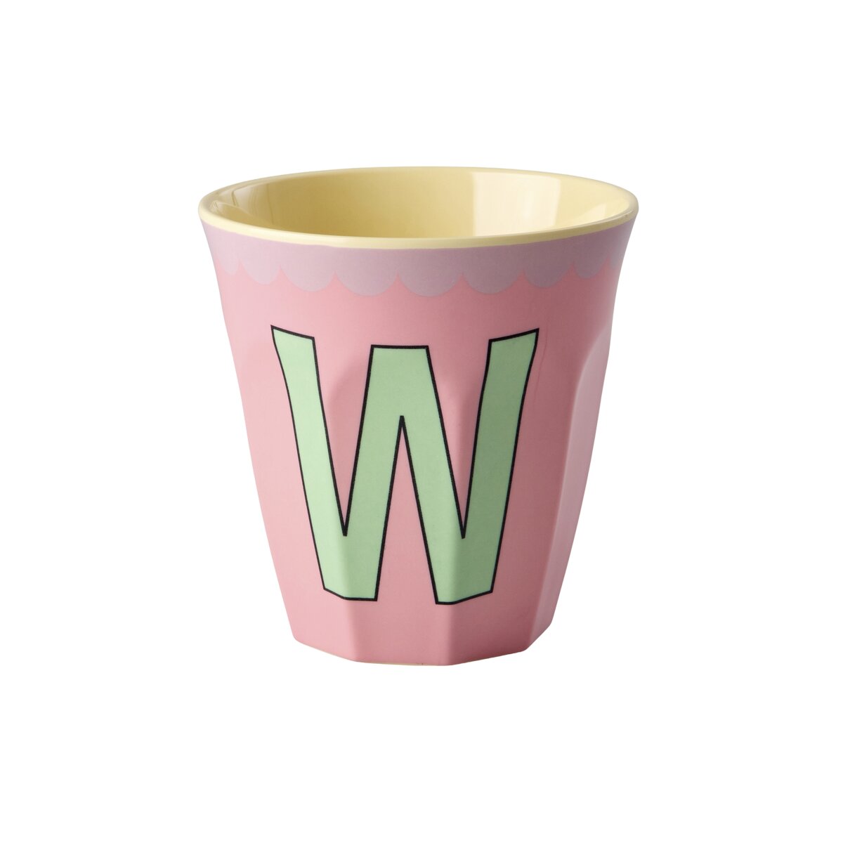 Melamin Becher "Vintage - Buchstabe W"- M (Pink)