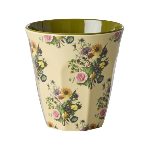 Melamin Becher "Retro Bouquet" - M (Creme)