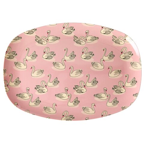 Melamin Rechteckige Platte "Swan in Paris" - 30x22 cm (Pink)