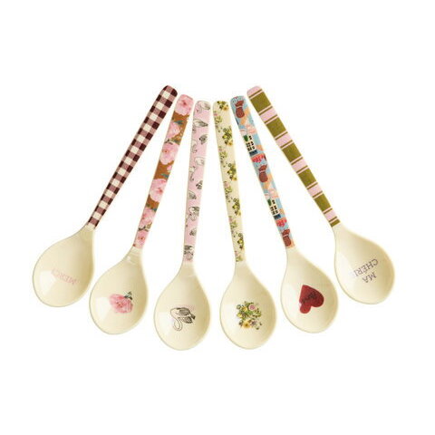 Melamin Teelöffel "Bon Vivant" im 6er-Set - 14,5x3,5 cm (Bunt)
