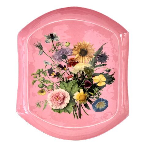 Metalltablett "Flower Bouquet" - 22,5x18,5x2 cm (Pink)