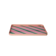Rechteckiges Metalltablett "Stripes" - L (Pink/Grün)
