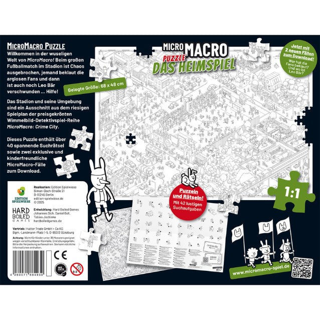 Puzzle-Verpackungsrückseite mit Inhaltsangaben und Stadtplan-Illustration