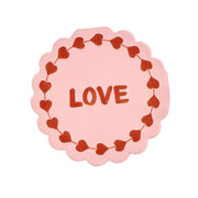 Runde Papierservietten mit Muschelrand "Love" - 17x17 cm (Pink)