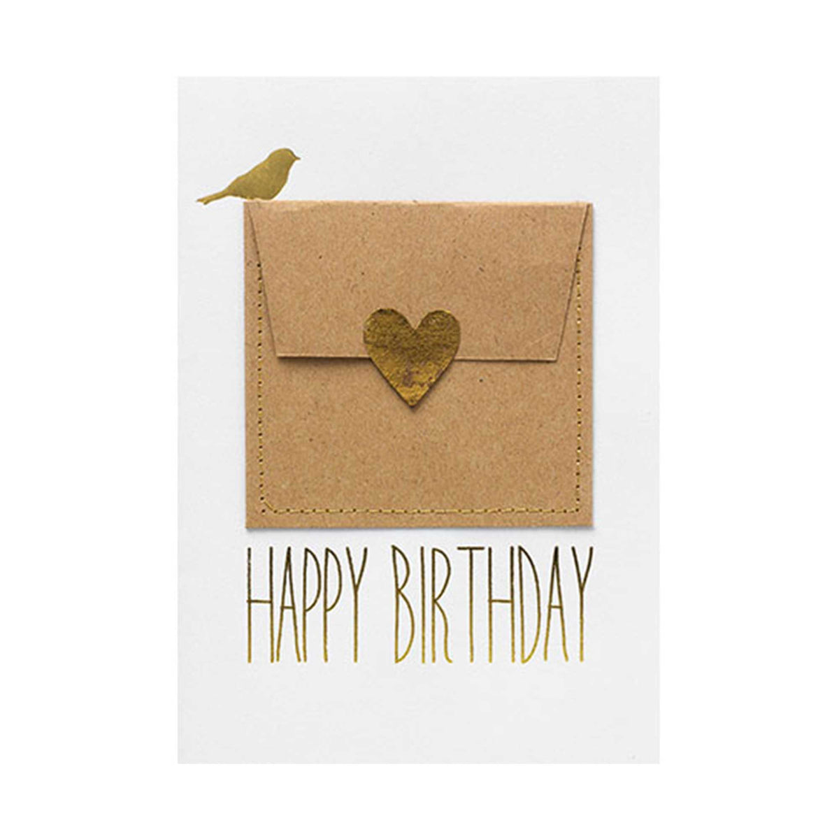 Glückwunschkarte Gutscheinkarte "Happy Birthday" - 12x17 cm (Herz/gold)