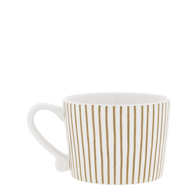 Tasse "Litte Stripes" - 8,5x7x6 cm (Weiß/Braun)