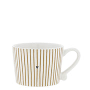 Tasse "Litte Stripes" - 8,5x7x6 cm (Weiß/Braun)