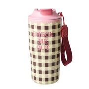 Edelstahl Thermobecher "Check Me Out" - L (Rosa)
