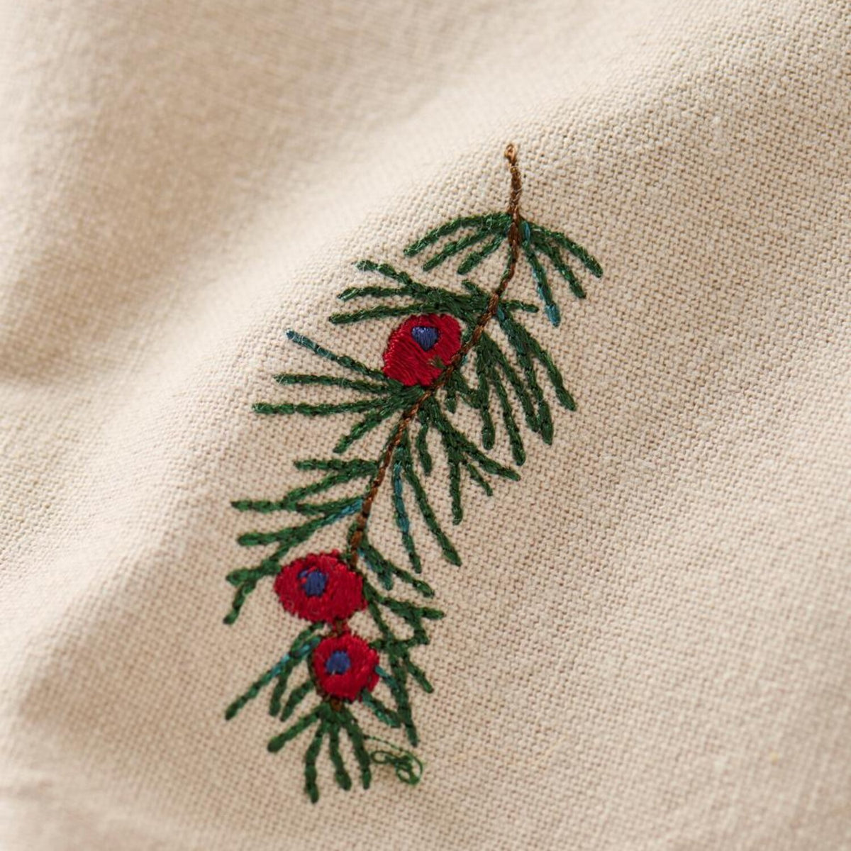 Stoffserviette "Tradition - Zweig" (Rot/Leinenfarbig)