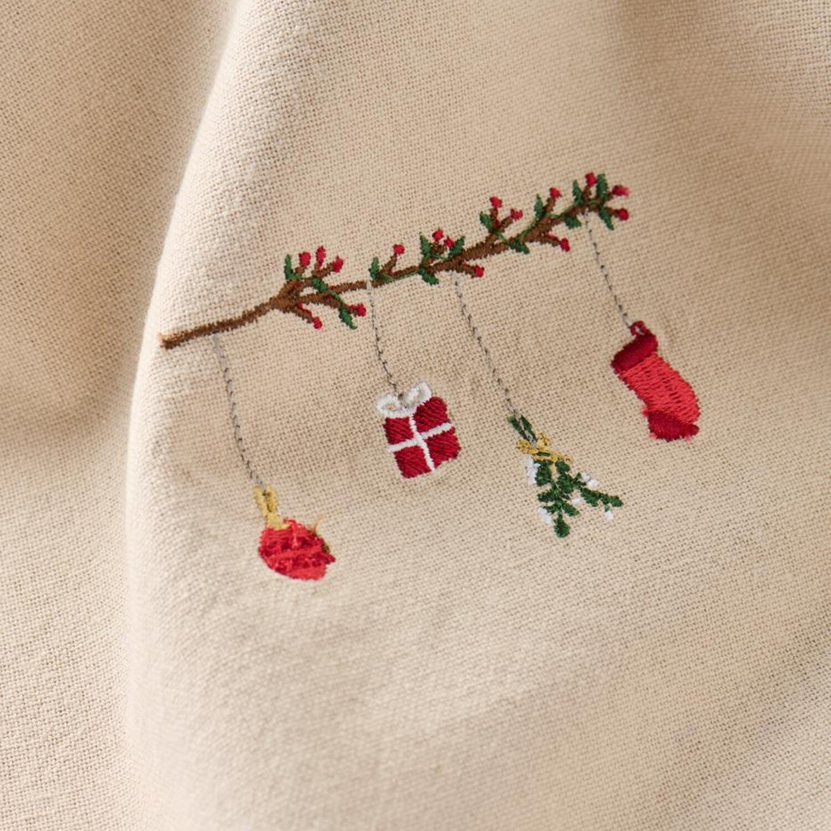 Stoffserviette "Tradition - Zweig" (Rot/Leinenfarbig)