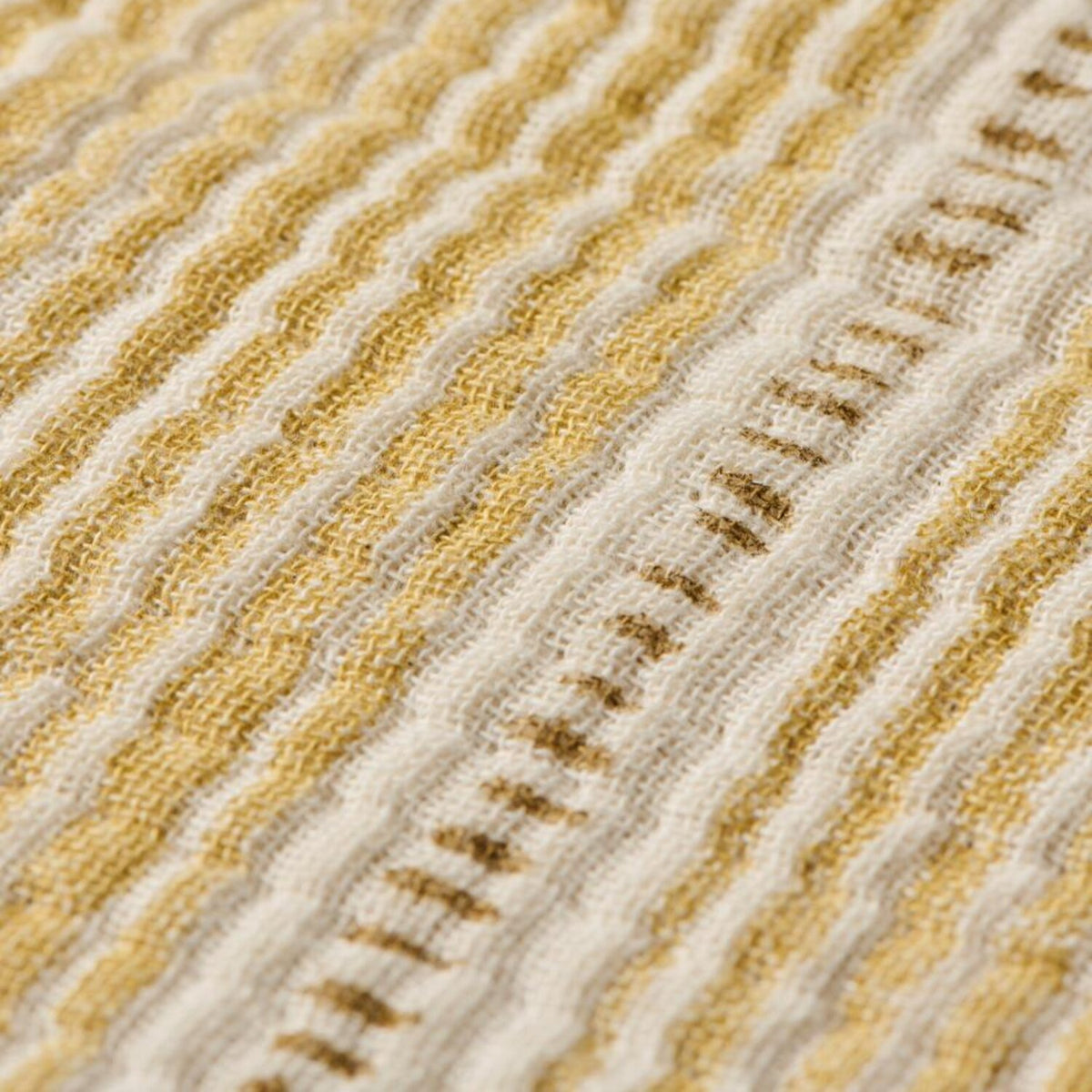 Kissenbezug "Streifen" - 60x40 cm (Offwhite/Mustard)