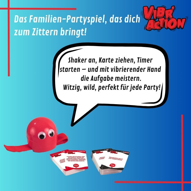 Vibr’Action-Spiel mit rotem Vibrations-Armband und Aufgaben-Karten