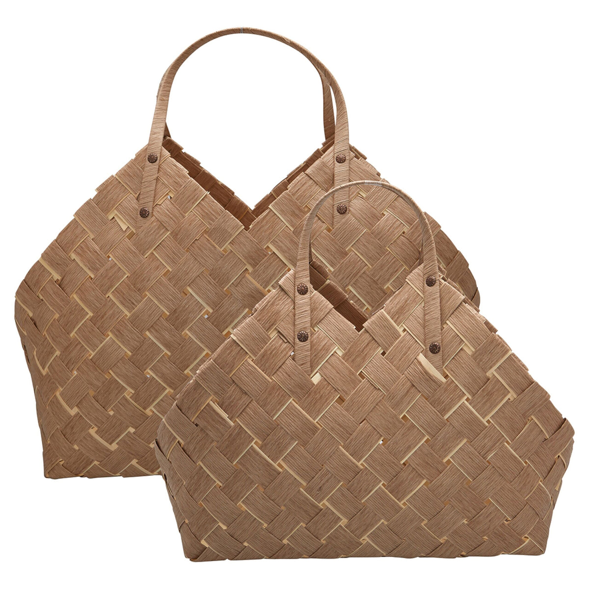 Flechtkorb mit Henkel im 2er-Set (Beige)