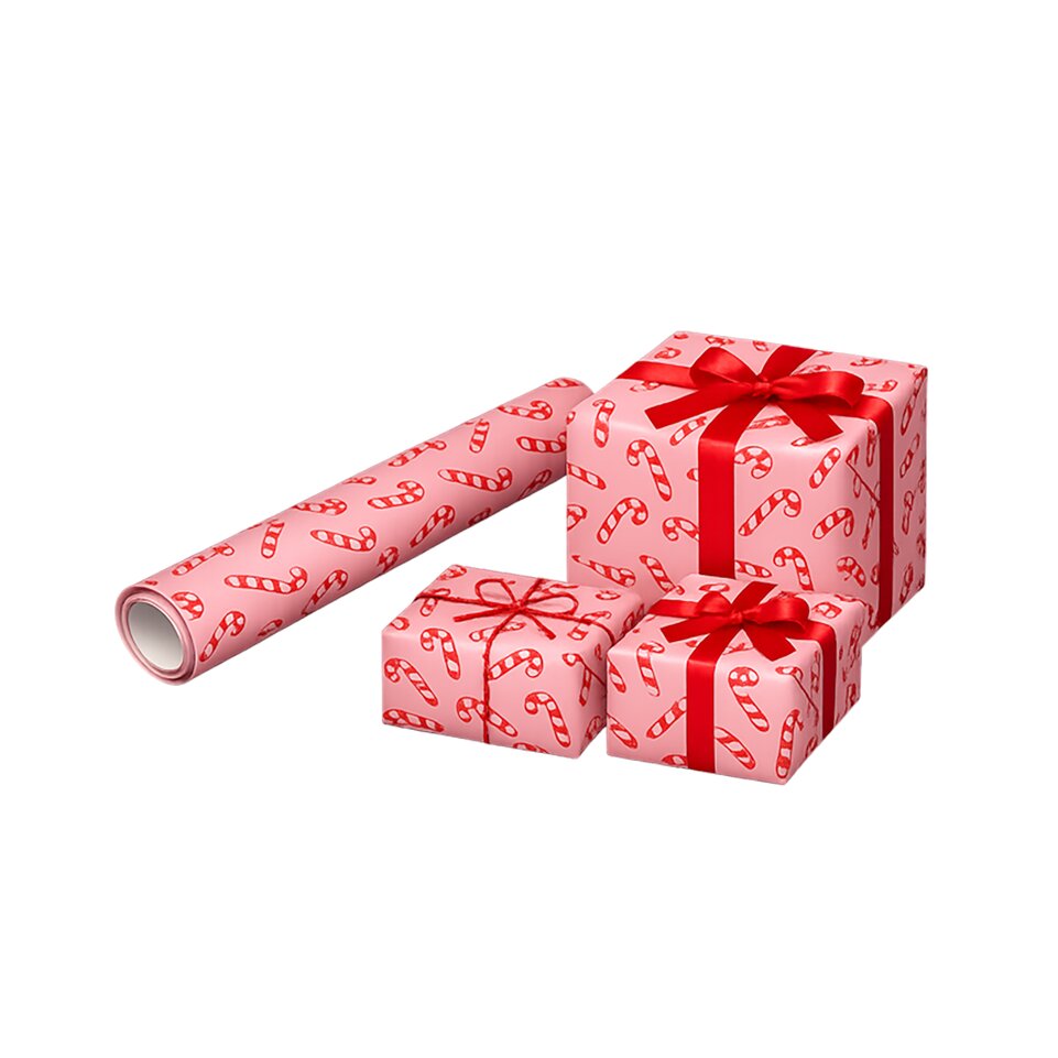 Geschenkpapier "Xmas Candy Cane" -  3 m (Pink)