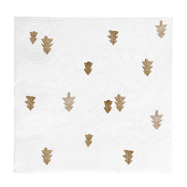 Papierserviette "Xmas Trees" - 16,5x16,5 cm (Weiß/Braun)