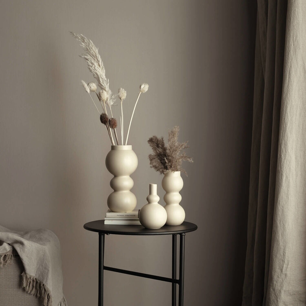 Vase rund "Como" - 15,5 cm (Creme)