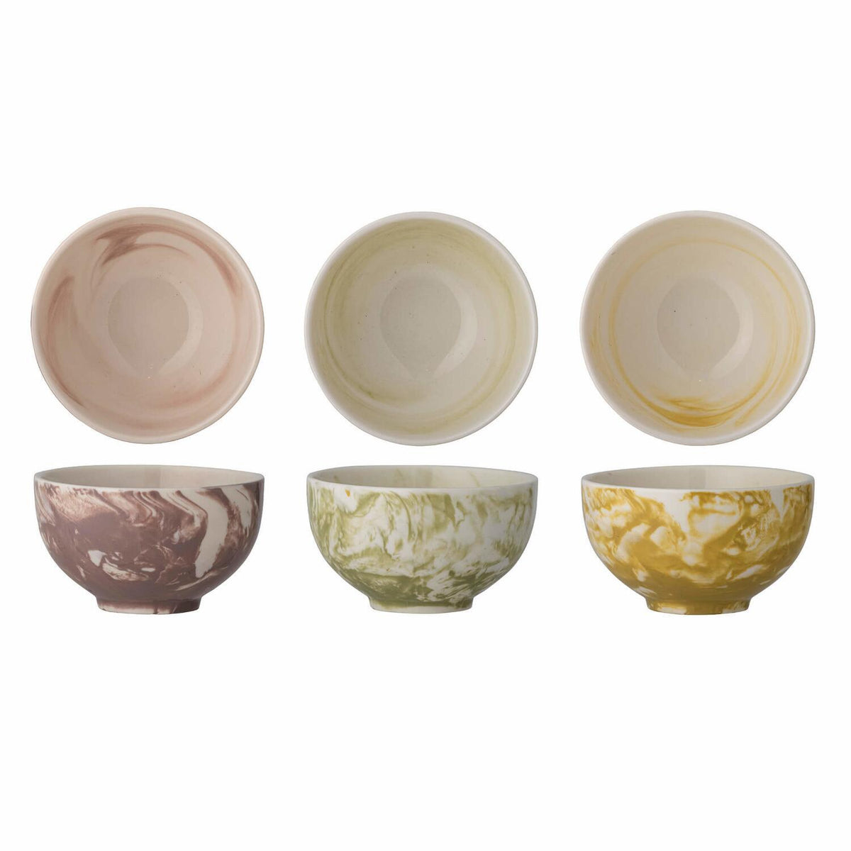 Schale "Palma" im 3er-Set - 11,5x6,5 cm (Gelb/Grün/Lila)
