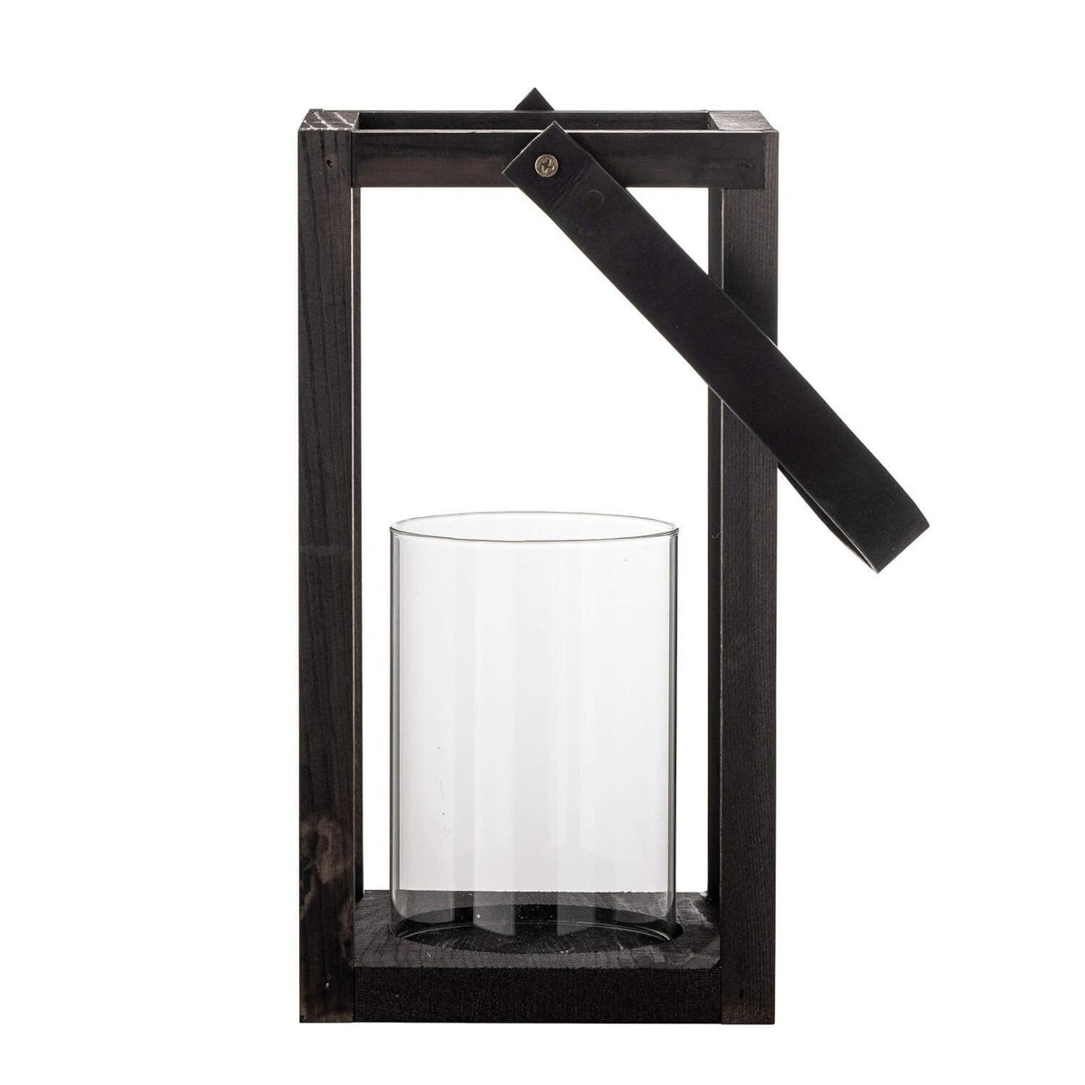Laterne mit Glas "Lyra" - 16x16x30 cm (Schwarz)