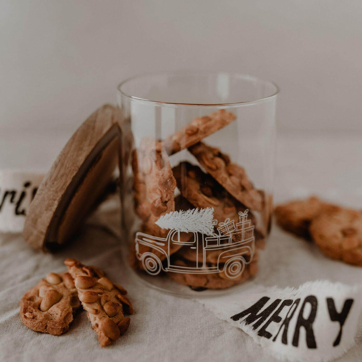Vorratsglas "Weihnachtsauto" - 11x13 cm (Transparent/Natur)