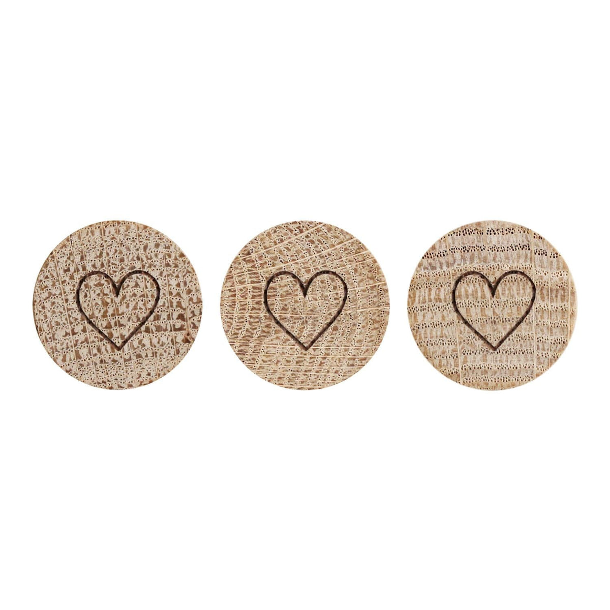 Holz-Magnet "Herz" im 3er-Set - 2,5 cm (Natur)