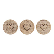 Holz-Magnet "Herz" im 3er-Set - 2,5 cm (Natur)