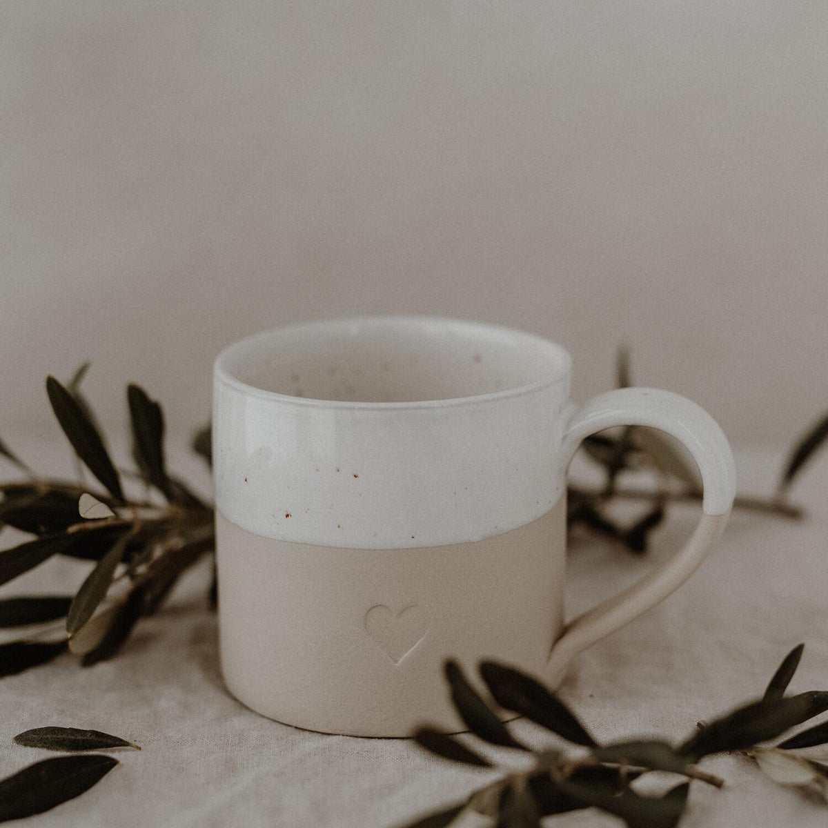 Große Tasse "Herz" - 450 ml (Natur)