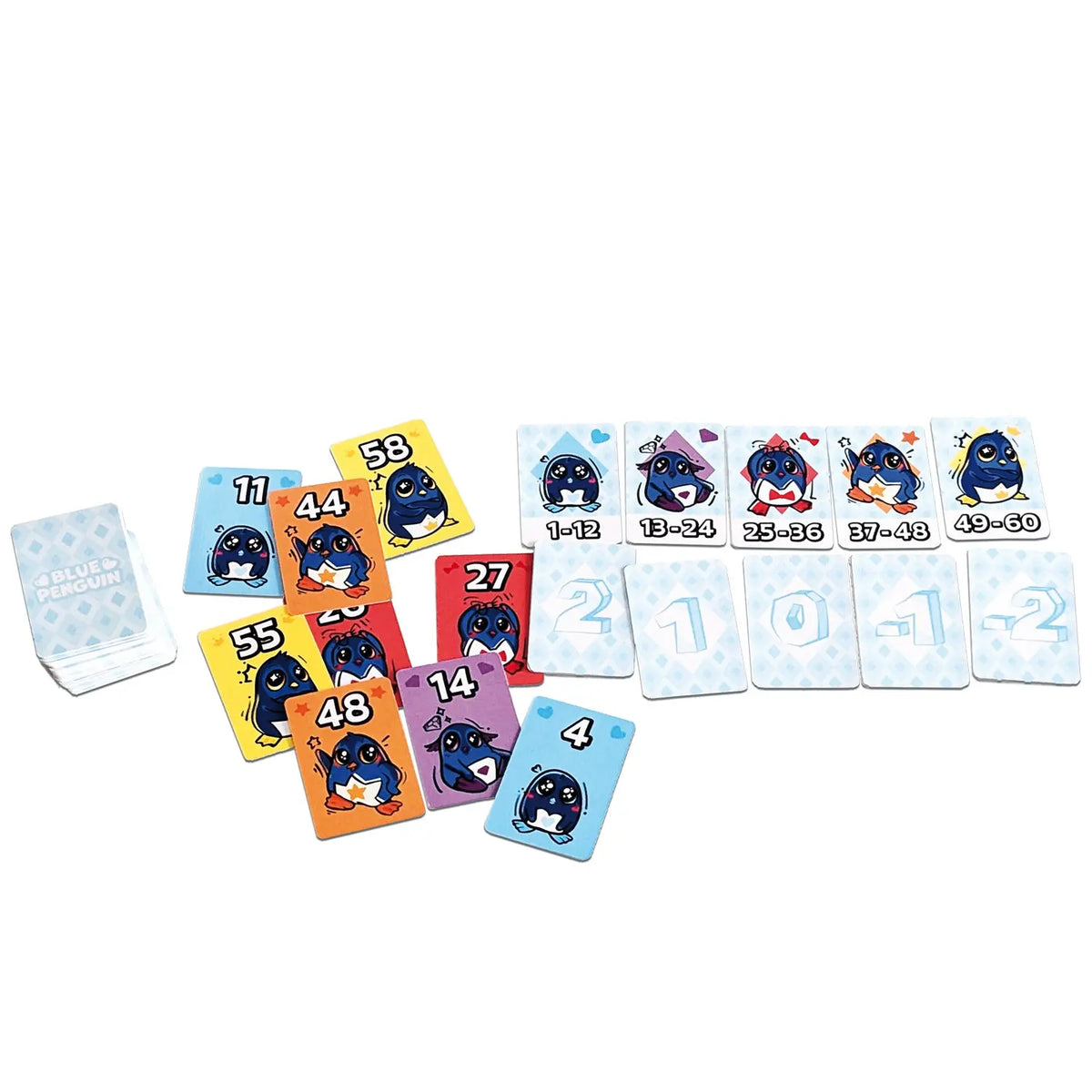 Mini-Kartenspiel-Set mit gemischten Karten und Kartenstapeln, Pinguin-Design