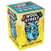 Kartenspielbox mit Cartoon-Panda und „Wool Street“-Aufschrift, „MINI CARD GAME“