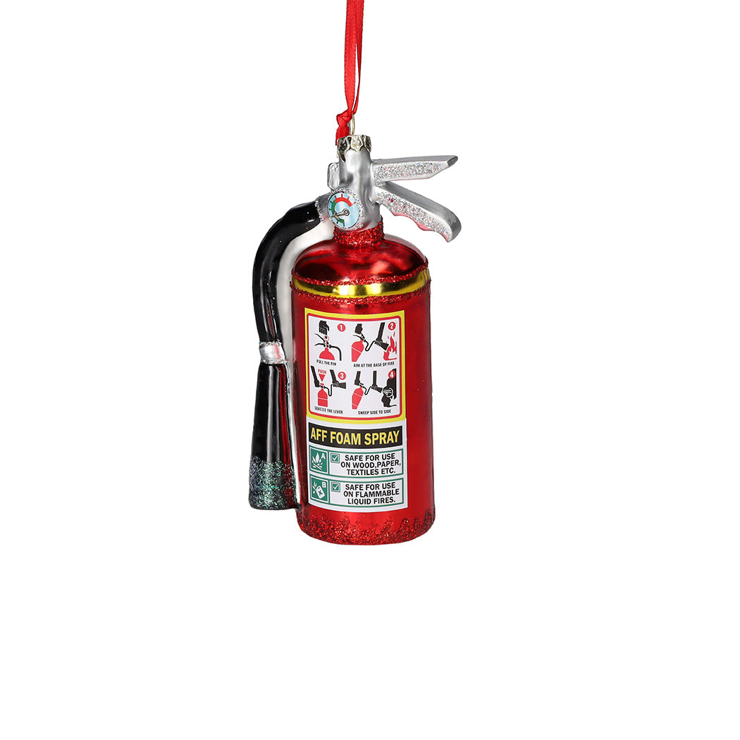 Rotroter Feuerlöscher-Anhänger mit silberner Düse und rotem Löschmittelbehälter