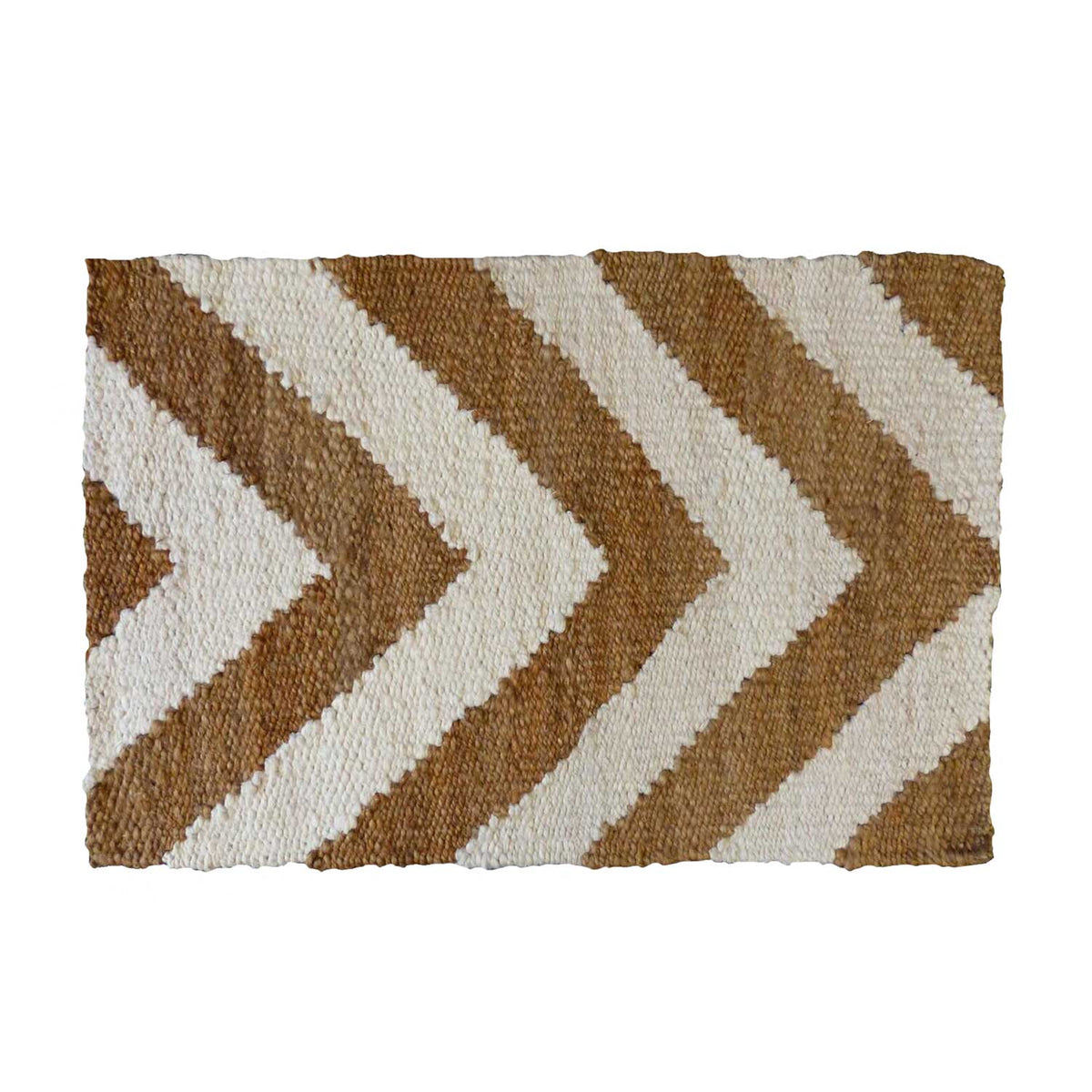 Jute-Teppich "ZickZack" - 90x60cm (Natur/Weiß)