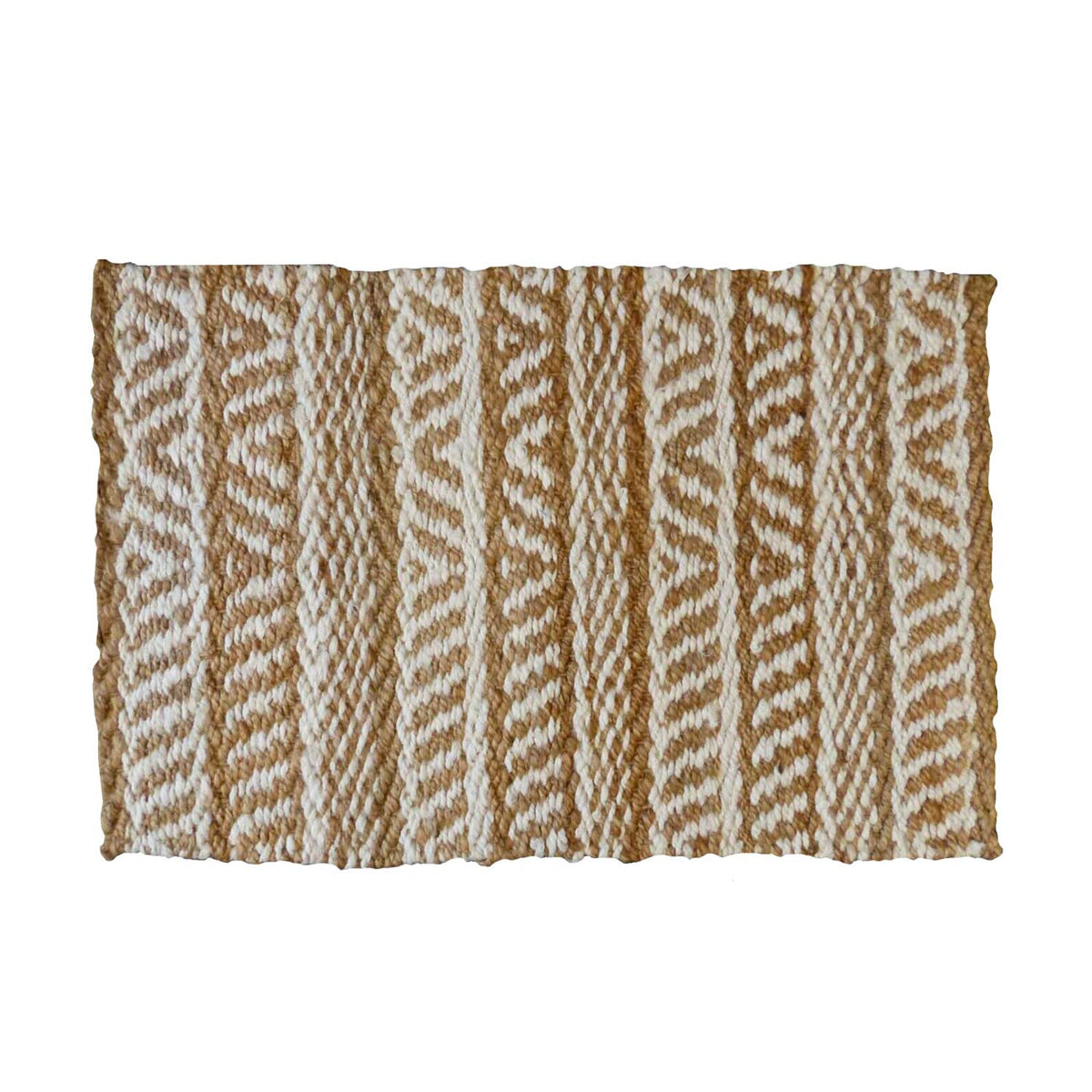 Jute-Teppich "Streifen" - 90x60cm (Natur/Weiß)