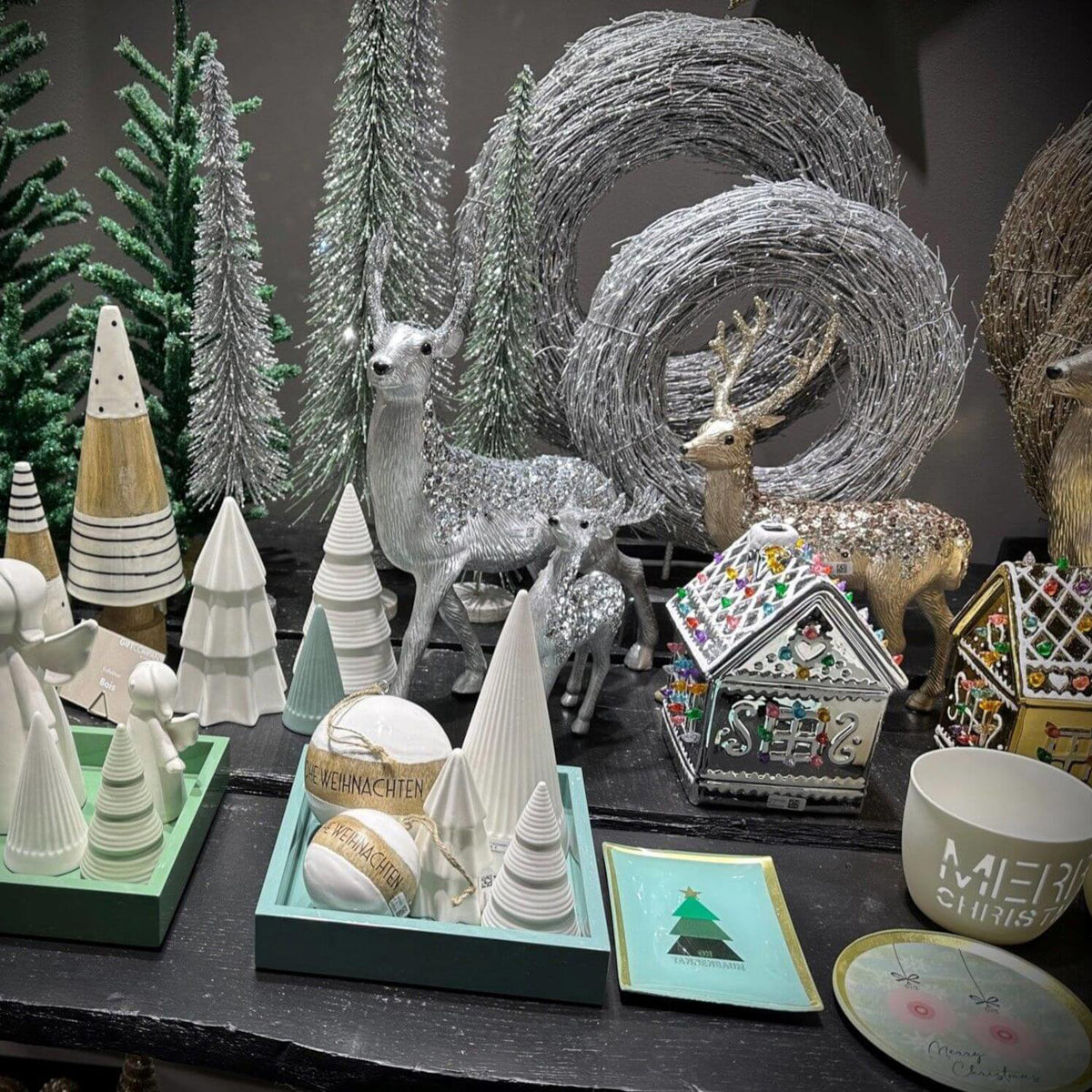 Deko-Weihnachtsbaum mit Glitzer "Seoul" -  10x49x10 cm (Grün)