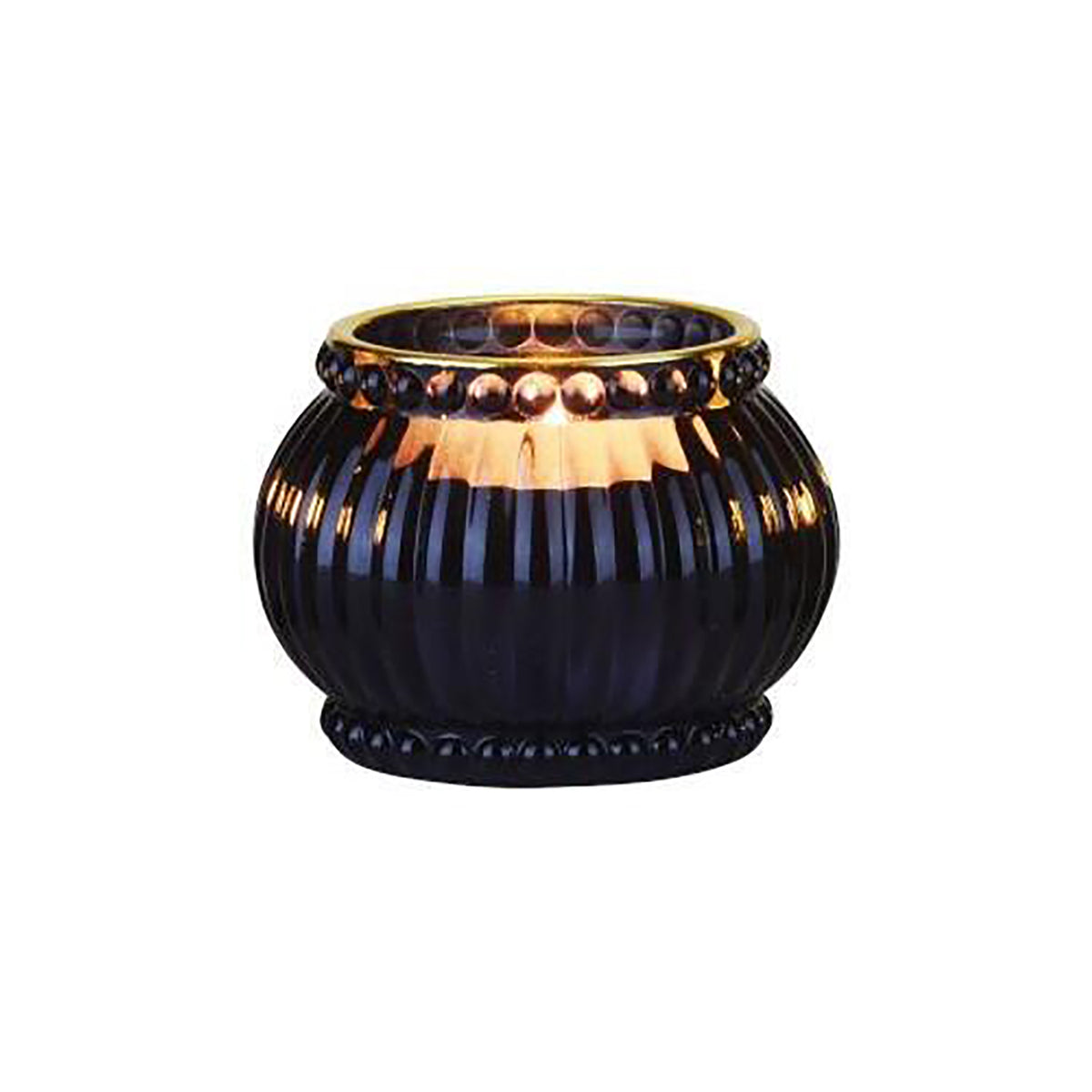 Windlicht rund "Jacquard" - 7x5 cm (Schwarz)